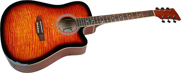 Westerngitarre mit Cutaway + Tonabnehmer, Brownburst, R&uuml;ckgabere