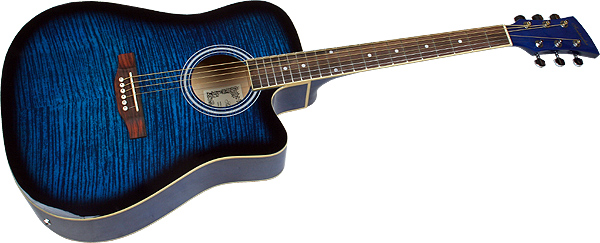 Westerngitarre mit Cutaway + Tonabnehmer, Blueburst, R&uuml;ckgaberec